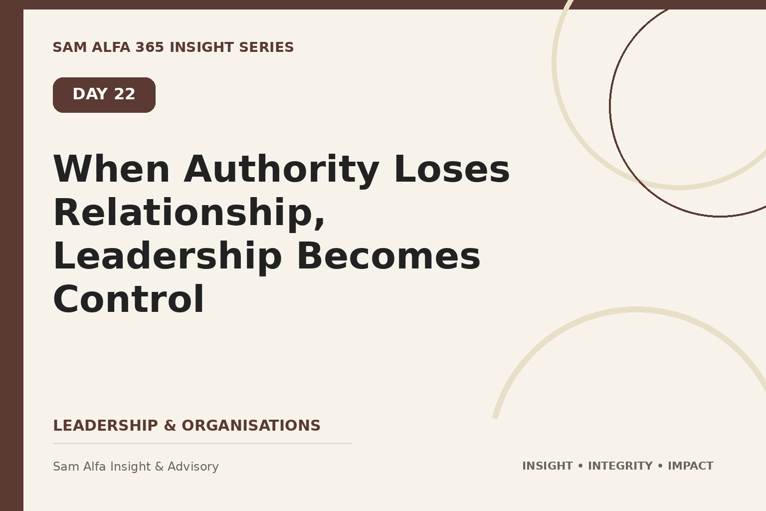 Day 22 – When Authority Loses Relationship, Leadership Becomes Control