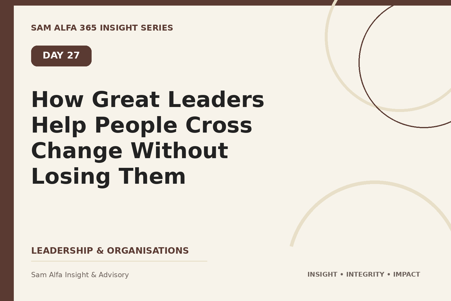 Day 27 – How Great Leaders Help People Cross Change Without Losing Them