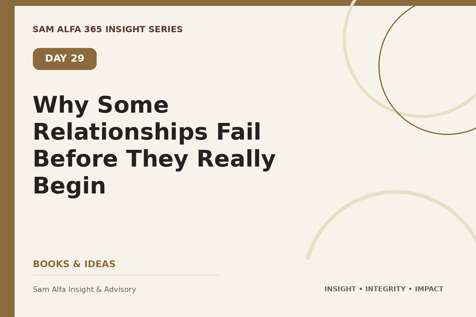 Day 29 – Why Some Relationships Fail Before They Really Begin